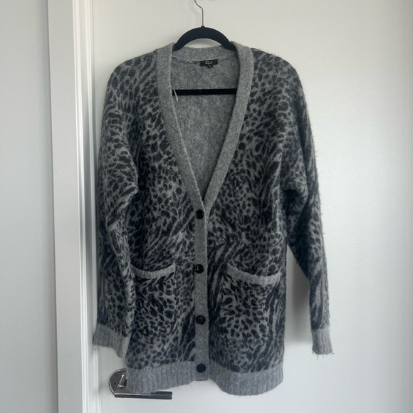 Rails leopard print grey cardigan - Picture 1 of 6